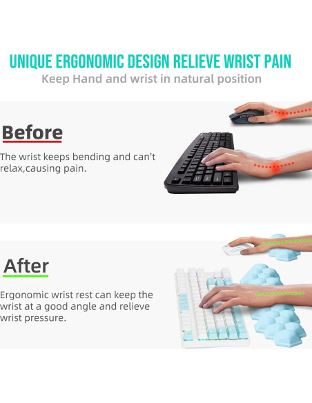 Juego de Reposamuñecas Ergonómico EYROZILL - Espuma Viscoelástica