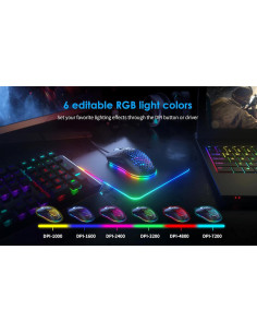 Ratón Gaming CYD C306 Ultraligero 70g RGB 7200 DPI 7 Botones 2