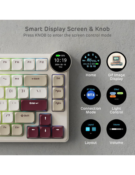 Teclado Mecánico Inalámbrico RK Royal Kludge N80 75% Marrón