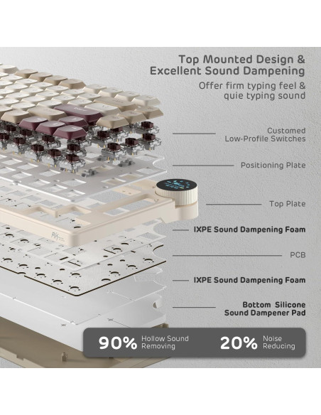 Teclado Mecánico Inalámbrico RK Royal Kludge N80 75% Marrón