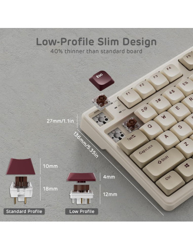 Teclado Mecánico Inalámbrico RK Royal Kludge N80 75% Marrón