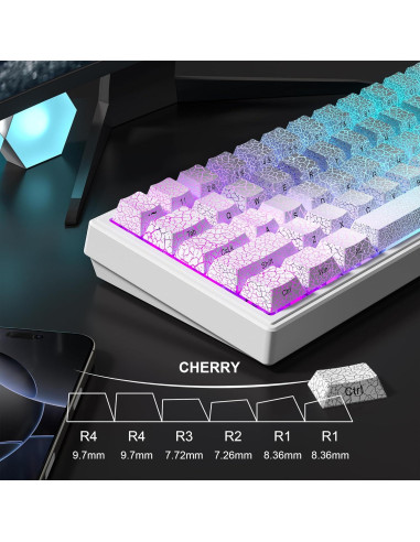 Teclado Mecánico Personalizado dagaladoo 123 Teclas PBT Hielo Blanco