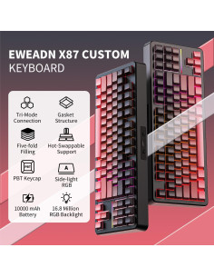Teclado Mecánico Inalámbrico EWEADN X87 75% RGB 10000mAh 2