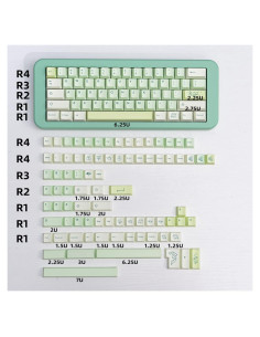 Juego de Teclas PBT Mintcaps Verde Claro 143 Teclas Cherry