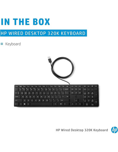 Teclado HP 320K de Escritorio con Cable USB para Windows