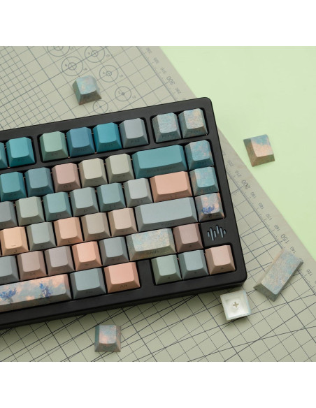 Teclado Mecánico Dagaladoo PBT Doble Tiro 132 Teclas Verde/Azul