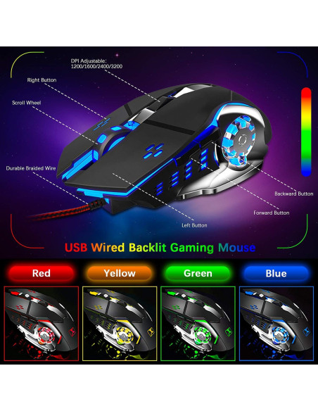 Combo Teclado Mecánico y Ratón RGB FELiCON K13 con Alfombrilla