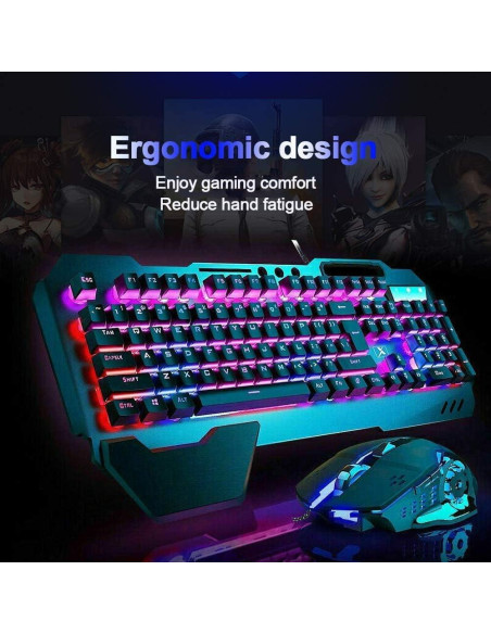 Combo Teclado Mecánico y Ratón RGB FELiCON K13 con Alfombrilla
