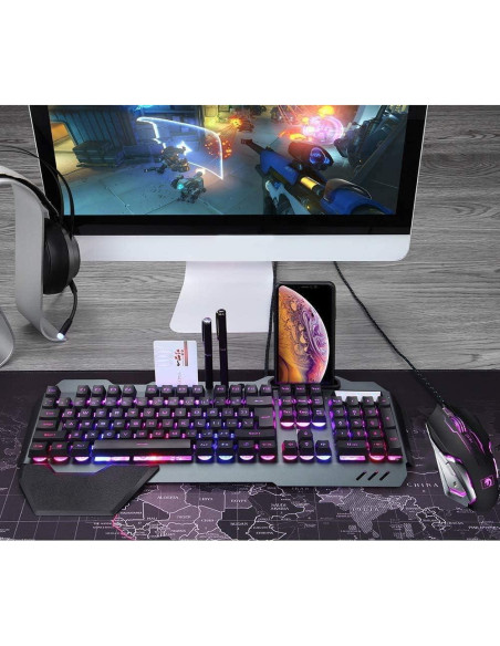 Combo Teclado Mecánico y Ratón RGB FELiCON K13 con Alfombrilla