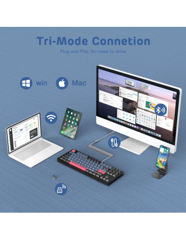 Teclado Mecánico Inalámbrico A.JAZZ AKC087 RGB 87 Teclas TKL