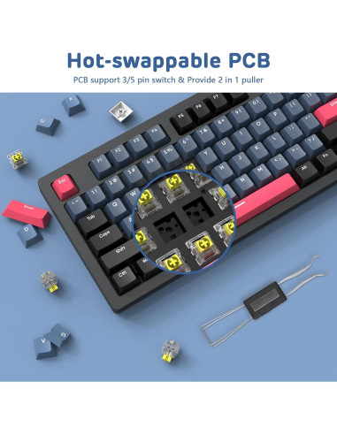 Teclado Mecánico Inalámbrico A.JAZZ AKC087 RGB 87 Teclas TKL