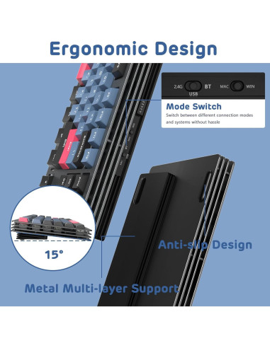 Teclado Mecánico Inalámbrico A.JAZZ AKC087 RGB 87 Teclas TKL