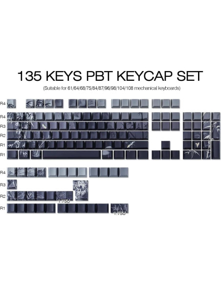 Conjunto de Teclas Mecánicas Tsung PBT 135 Teclas Bamboo Sea