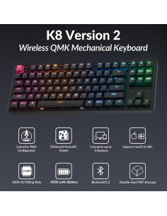 Teclado Mecánico Inalámbrico Keychron K8 V2 TKL RGB PBT 2
