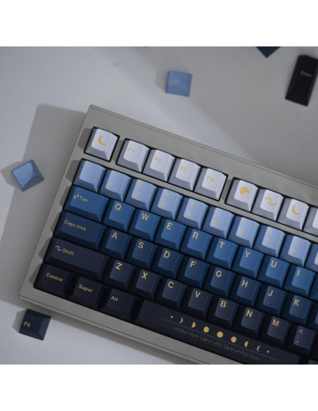 Juego de Teclas PBT Mintcaps 130 Teclas Luna Perfil Cherry