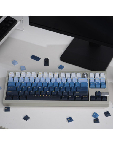 Juego de Teclas PBT Mintcaps 130 Teclas Luna Perfil Cherry