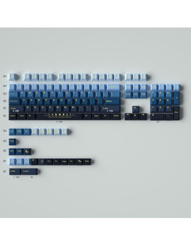 Juego de Teclas PBT Mintcaps 130 Teclas Luna Perfil Cherry