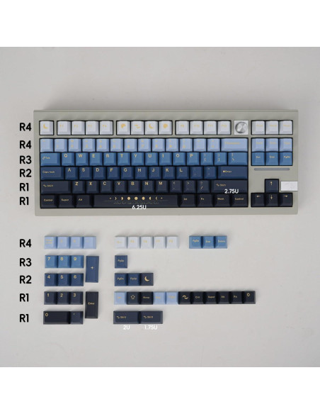 Juego de Teclas PBT Mintcaps 130 Teclas Luna Perfil Cherry