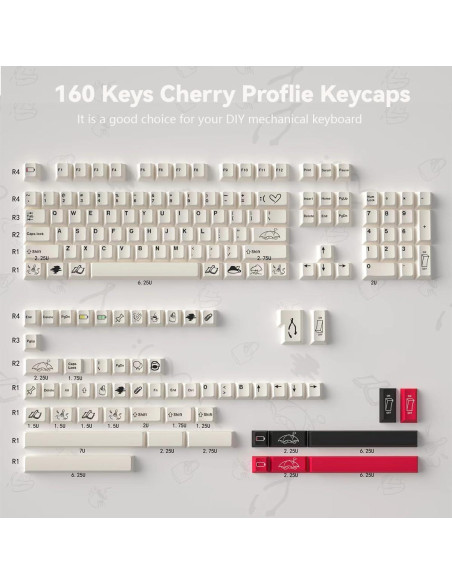 Teclado Mecánico 160 Teclas PBT Beige Mintcaps - Perfil Cherry Teclado Mecánico 160 Teclas PBT Beige Mintcaps - Perfil Cherry