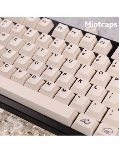 Teclado Mecánico 160 Teclas PBT Beige Mintcaps - Perfil Cherry