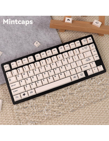 Teclado Mecánico 160 Teclas PBT Beige Mintcaps - Perfil Cherry