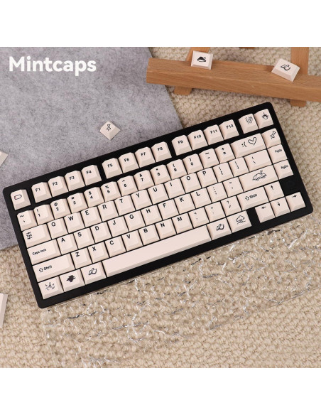 Teclado Mecánico 160 Teclas PBT Beige Mintcaps - Perfil Cherry Teclado Mecánico 160 Teclas PBT Beige Mintcaps - Perfil Cherry