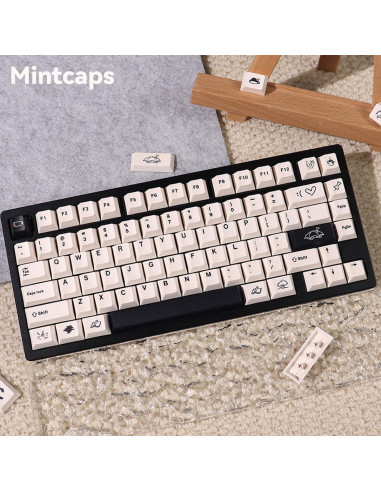 Teclado Mecánico 160 Teclas PBT Beige Mintcaps - Perfil Cherry