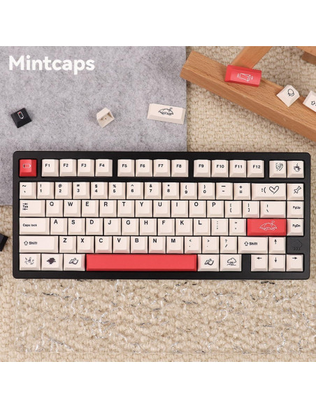 Teclado Mecánico 160 Teclas PBT Beige Mintcaps - Perfil Cherry Teclado Mecánico 160 Teclas PBT Beige Mintcaps - Perfil Cherry