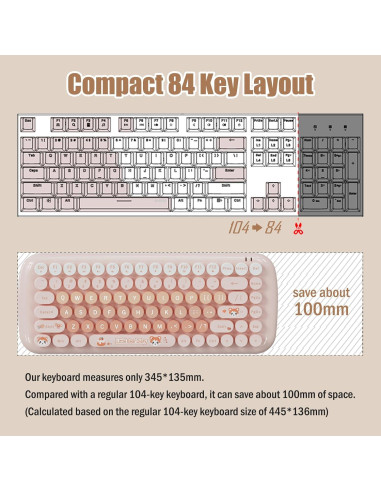 Teclado y Ratón Inalámbricos Lomiluskr Estilo Vintage Caramelo