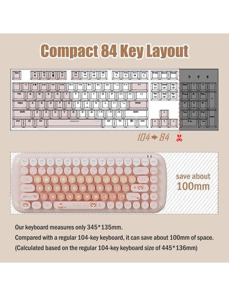 Teclado y Ratón Inalámbricos Lomiluskr Estilo Vintage Caramelo