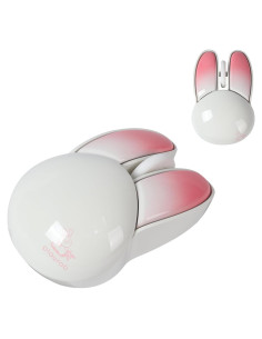 Ratón Inalámbrico Bluetooth Lindo Conejito Rosa y Blanco