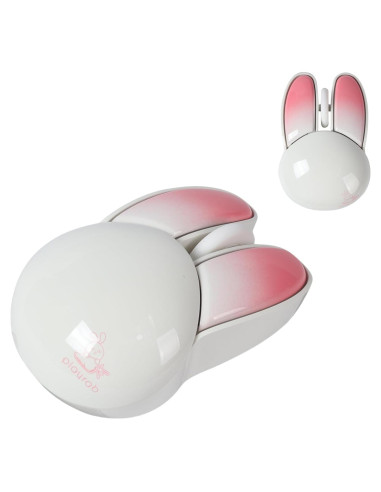 Ratón Inalámbrico Bluetooth Lindo Conejito Rosa y Blanco