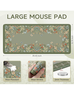 Alfombrilla de Escritorio iCasso Verde Salvia XXL Antideslizante 2