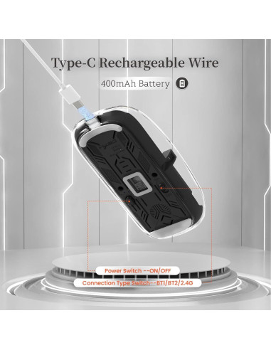 Ratón Inalámbrico A.JAZZ T900 Bluetooth 5.1 Recargable Negro
