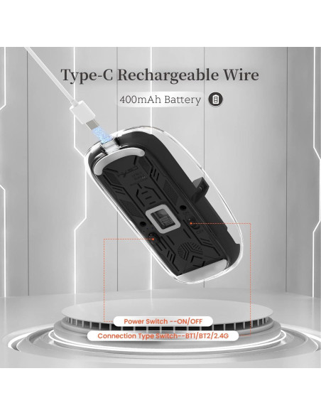 Ratón Inalámbrico A.JAZZ T900 Bluetooth 5.1 Recargable Negro
