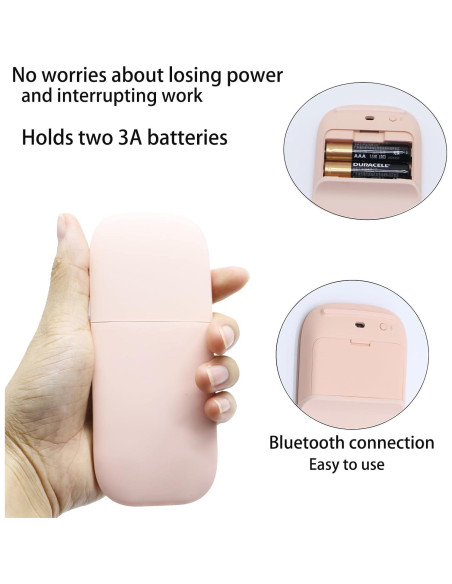 Ratón Plegable Táctil QUJIFETU Rosa para PC y Mac