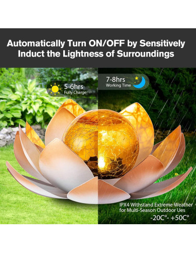 Luces Solares Huaxu Loto Decorativas para Jardín Naranja