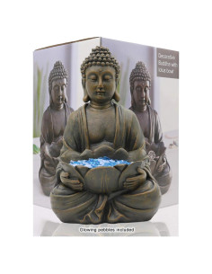 Estatua de Buda Meditador 30.48 cm Goodeco con Loto y Piedras