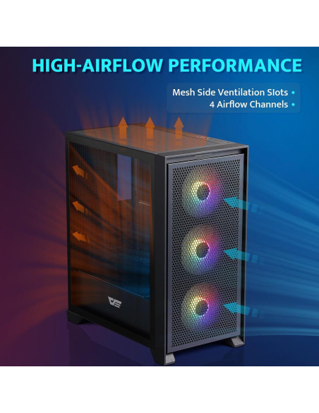 Caja de PC ATX darkFlash DRX70 con Ventiladores RGB 3x120mm