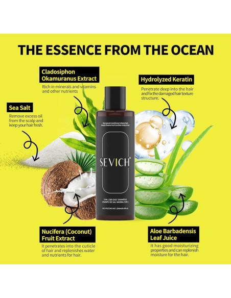 Champú 3 en 1 SEVICH Sal Marina 200ml - Acondicionador y Gel de Ducha Champú 3 en 1 SEVICH Sal Marina 200ml - Acondicionador y Gel de Ducha