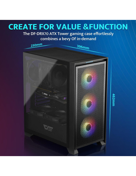 Caja de PC ATX darkFlash DRX70 con Ventiladores RGB 3x120mm