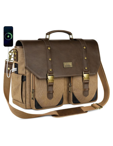 Bolsa Mensajera Vintage MATEIN 15.6" con USB y RFID