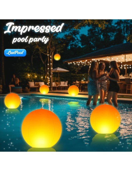 Luces Flotantes LED Solar LanPool 14" IP68 2 Piezas