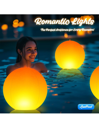 Luces Flotantes LED Solar LanPool 14" IP68 2 Piezas