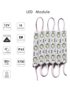 Módulo LED 20pcs 5730 SMD Blanco IP65 3-LED 19.2W 2