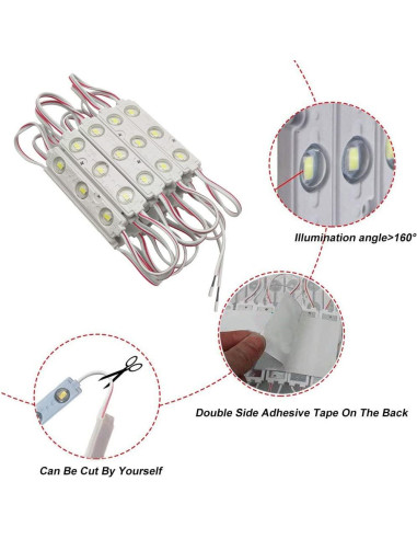 Módulo LED 20pcs 5730 SMD Blanco IP65 3-LED 19.2W