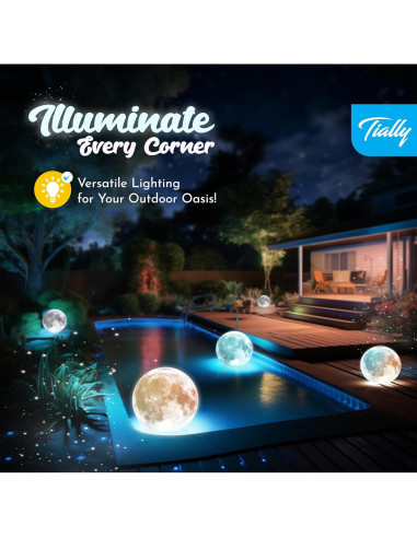 Luces Flotantes de Luna TIALLY - LED Solar 35.56 cm - 1 Paquete