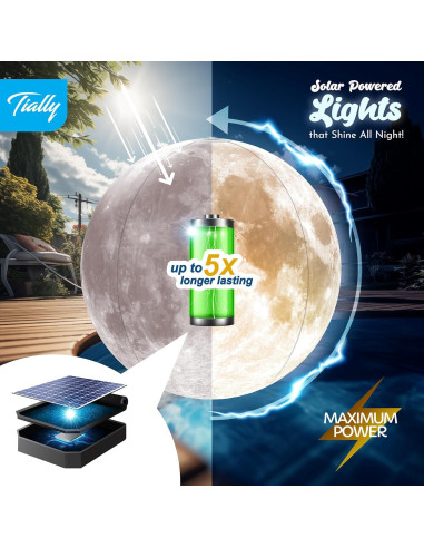 Luces Flotantes de Luna TIALLY - LED Solar 35.56 cm - 1 Paquete