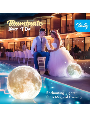 Luces Flotantes de Luna TIALLY - LED Solar 35.56 cm - 1 Paquete