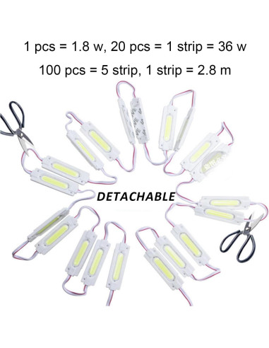 100 Módulos LED 12V IP65 Luz de Reemplazo para Carteles